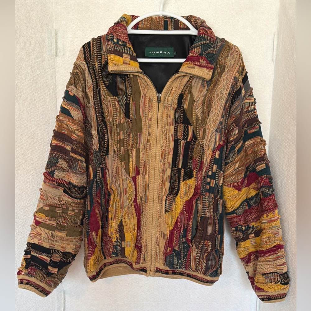 Tundra Canada Coogi Style Sweater Jacket Men's Medium Full Zip Lining - Picture 2 of 8